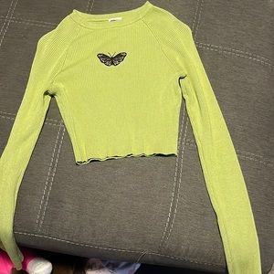 Green cropped sweater
